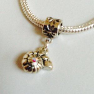 “SEASHELL” Sterling Silver Plated Dangling Charm For European Style Bracelets